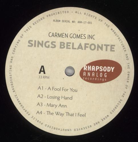 Carmen Gomes Inc Sings Belafonte vinyl LP album (LP record) Dutch 926LPSI875964