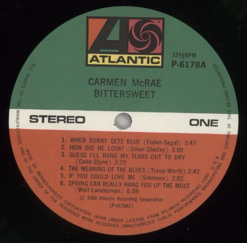Carmen McRae Bittersweet vinyl LP album (LP record) Japanese C-MLPBI876103