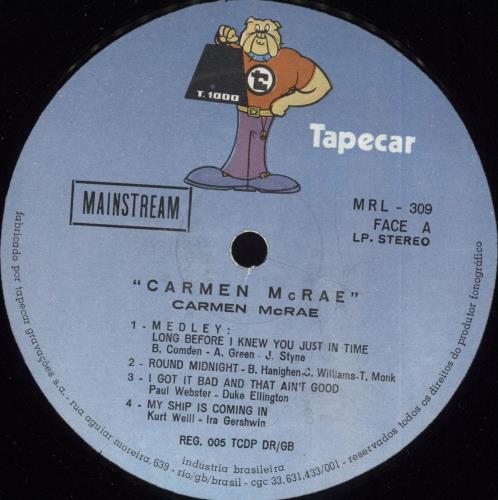 Carmen McRae Carmen McRae vinyl LP album (LP record) Brazilian C-MLPCA707556