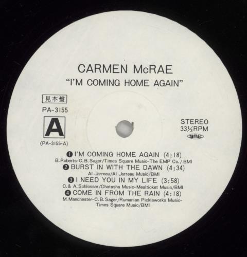 Carmen McRae I'm Coming Home Again 2-LP vinyl record set (Double LP Album) Japanese C-M2LIM884726