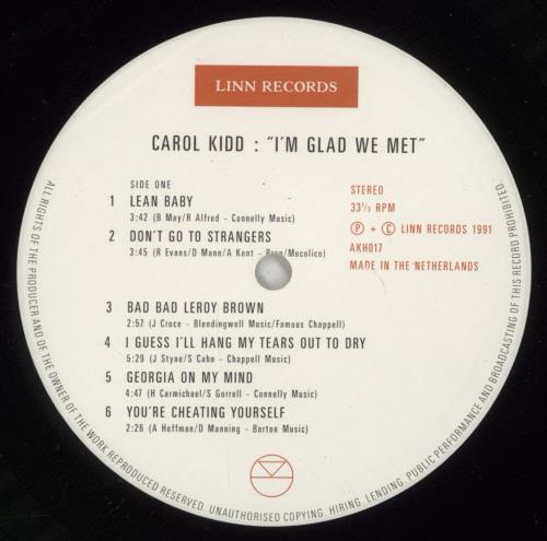 Carol Kidd I'm Glad We Met - EX vinyl LP album (LP record) UK CPQLPIM871667