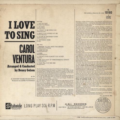Carol Ventura I Love To Sing! vinyl LP album (LP record) UK C16LPIL510754