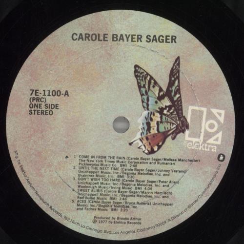 Carole Bayer Sager Carole Bayer Sager vinyl LP album (LP record) US CBTLPCA491344