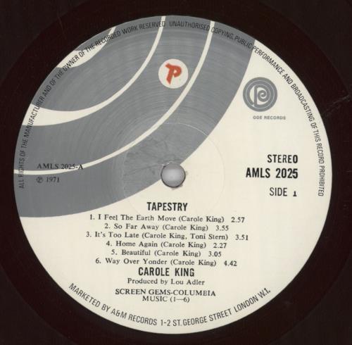 Carole King Tapestry - 2nd - Red - EX vinyl LP album (LP record) UK CRLLPTA819982