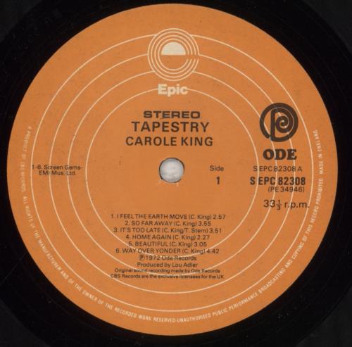 Carole King Tapestry vinyl LP album (LP record) UK CRLLPTA264479