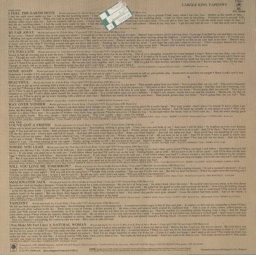 Carole King Tapestry vinyl LP album (LP record) UK CRLLPTA264479