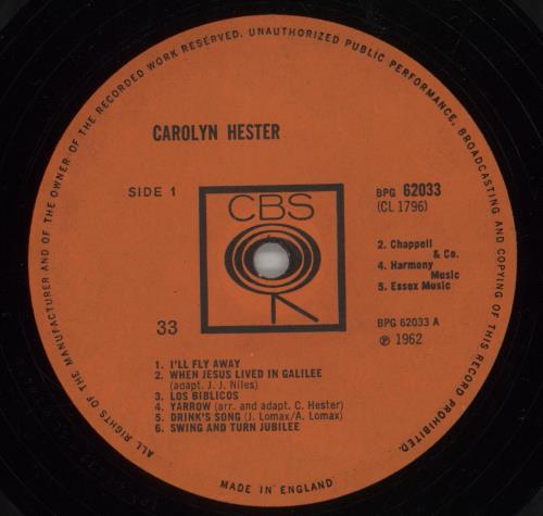 Carolyn Hester Carolyn Hester - Mono vinyl LP album (LP record) UK CAHLPCA874643