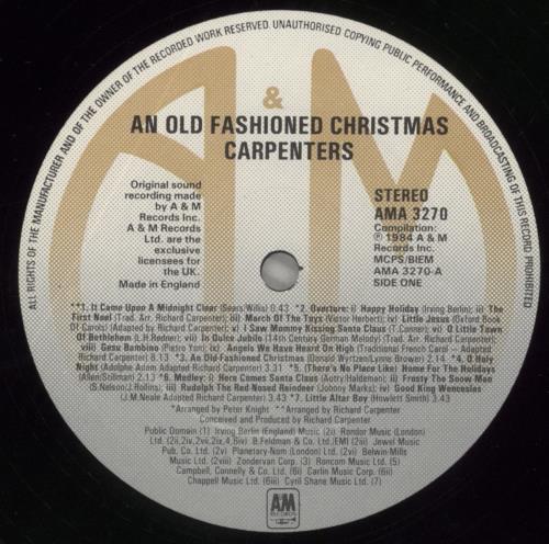 Carpenters An Old-Fashioned Christmas vinyl LP album (LP record) UK CRPLPAN704916