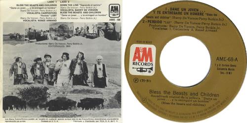 Carpenters Bless The Beasts And Children 7" vinyl single (7 inch record / 45) Mexican CRP07BL399869