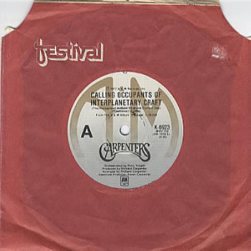 Carpenters Calling Occupants Of Interplanetary Craft 7" vinyl single (7 inch record / 45) Australian CRP07CA324602