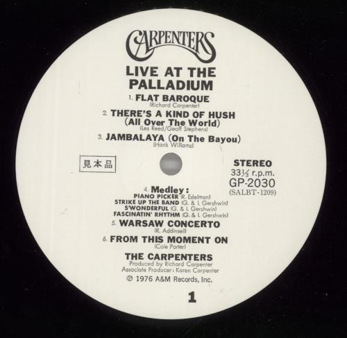Carpenters Live At The Palladium 2-LP vinyl record set (Double LP Album) Japanese CRP2LLI876686