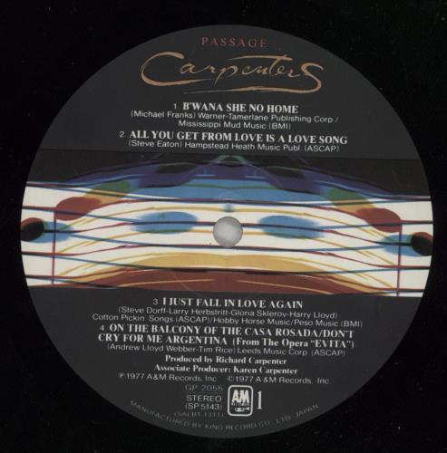 Carpenters Passage vinyl LP album (LP record) Japanese CRPLPPA269760