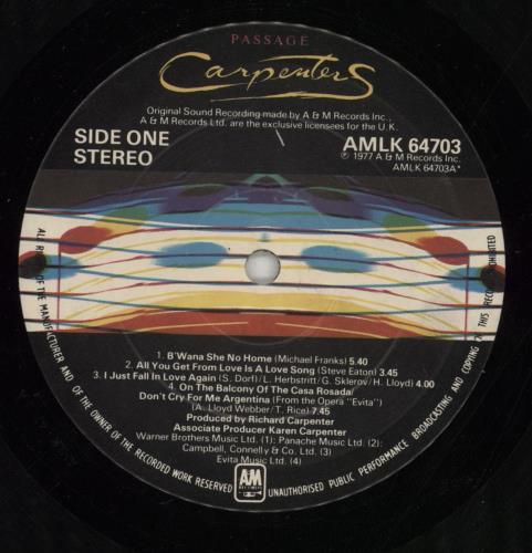 Carpenters Passage vinyl LP album (LP record) UK CRPLPPA868080