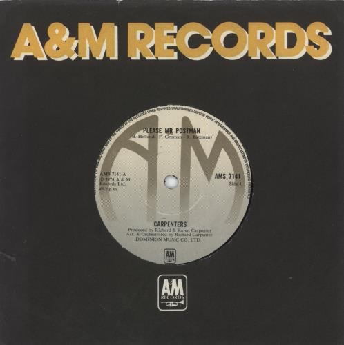 Carpenters Please Mr Postman 7" vinyl single (7 inch record / 45) UK CRP07PL560447