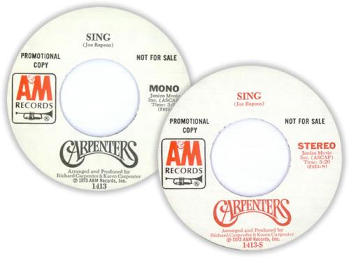 Carpenters Sing 7" vinyl single (7 inch record / 45) US CRP07SI279720