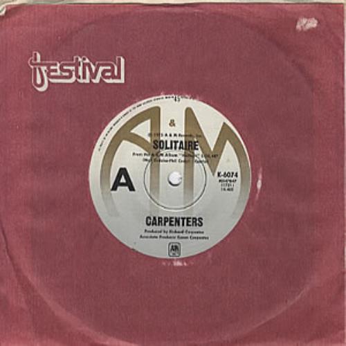 Carpenters Solitaire 7" vinyl single (7 inch record / 45) Australian CRP07SO324601