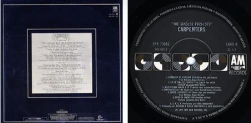 Carpenters The Singles 1969-1973 vinyl LP album (LP record) Mexican CRPLPTH262120