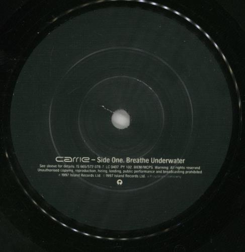 Carrie Breathe Underwater 7" vinyl single (7 inch record / 45) UK CAI07BR885516