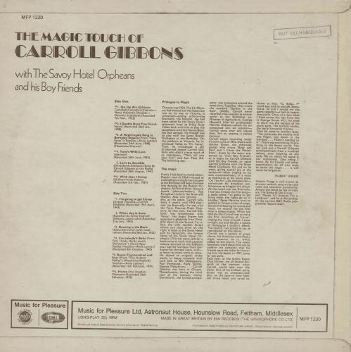 Carroll Gibbons The Magic Touch Of Carroll Gibbons With The Savoy Hotel Orpheans And His Boy Friends vinyl LP album (LP record) UK D93LPTH759996