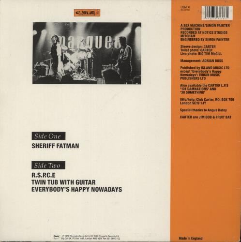 Carter USM Sheriff Fatman 12" vinyl single (12 inch record / Maxi-single) UK USM12SH27585