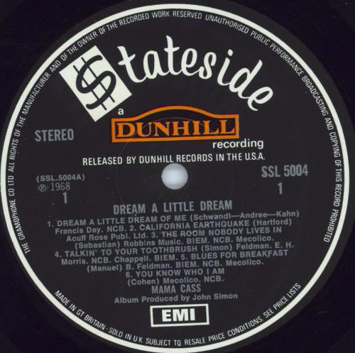 Cass Elliot Dream A Little Dream vinyl LP album (LP record) UK MC6LPDR806910