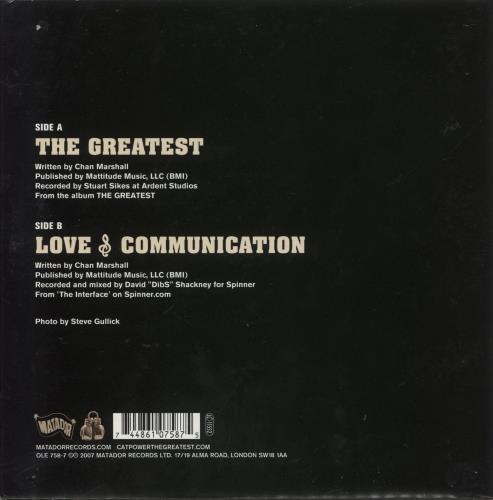 Cat Power The Greatest 7" vinyl single (7 inch record / 45) UK CTP07TH390580