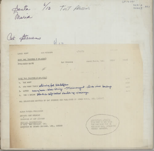 Cat Stevens Foreigner - Test Pressing vinyl LP album (LP record) US CTVLPFO597937