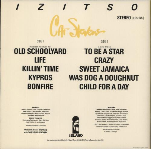 Cat Stevens Izitso vinyl LP album (LP record) UK CTVLPIZ210579
