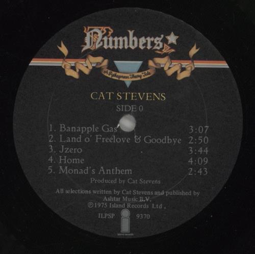 Cat Stevens Numbers - EX vinyl LP album (LP record) US CTVLPNU721883