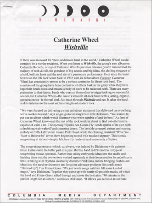Catherine Wheel Wishville media press pack US CTHPPWI160159