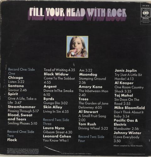 CBS Records Fill Your Head With Rock 2-LP vinyl record set (Double LP Album) UK I1U2LFI578239