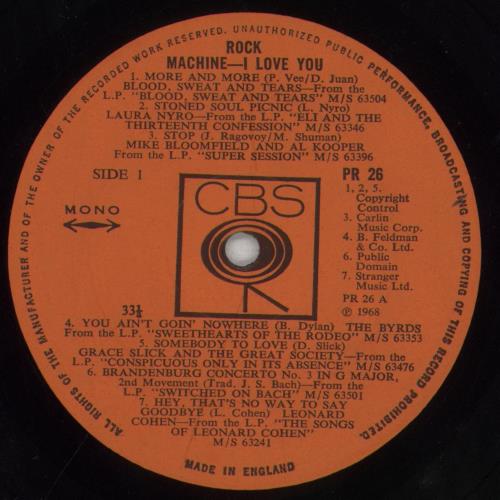 CBS Records Rock Machine I Love You vinyl LP album (LP record) UK I1ULPRO715907