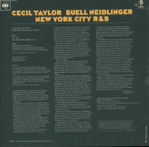 Cecil Taylor New York City R&B vinyl LP album (LP record) Dutch CQTLPNE704785