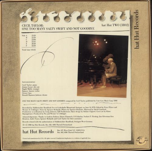 Cecil Taylor One Too Many Salty Swift And Not Goodbye Vinyl Box Set US CQTVXON707982