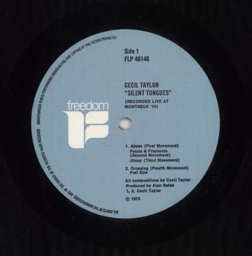 Cecil Taylor Silent Tongues vinyl LP album (LP record) UK CQTLPSI540983