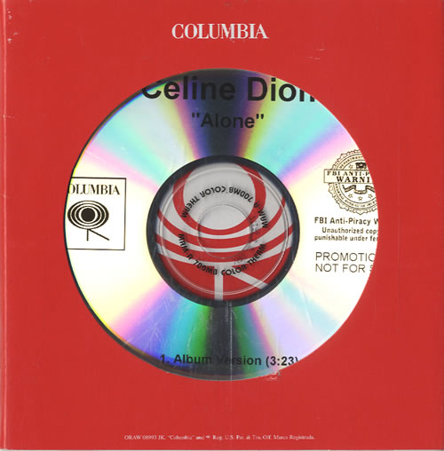 Celine Dion Alone CD-R acetate US CELCRAL465226