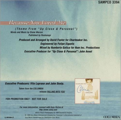 Celine Dion Because You Loved Me CD single (CD5 / 5") Austrian CELC5BE80952