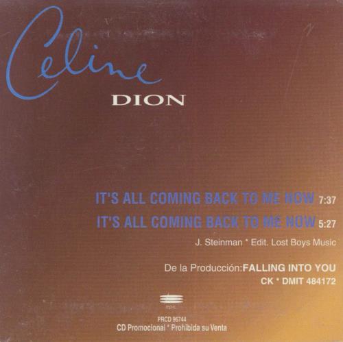 Celine Dion It's All Coming Back To Me Now CD single (CD5 / 5") Mexican CELC5IT101625