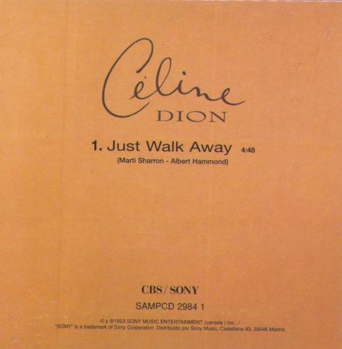 Celine Dion Just Walk Away CD single (CD5 / 5") Spanish CELC5JU70818