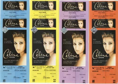 Celine Dion Lets Talk About Love World Tour concert ticket UK CELTILE479426