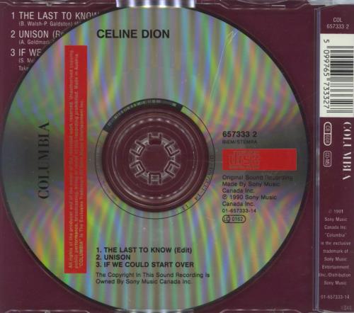 Celine Dion The Last To Know CD single (CD5 / 5") UK CELC5TH152509