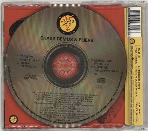 Chaka Demus & Pliers Tease Me CD single (CD5 / 5") UK CDPC5TE689865