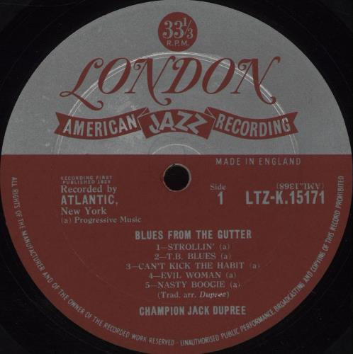 Champion Jack Dupree Blues From The Gutter - 1st - VG vinyl LP album (LP record) UK CJDLPBL678219