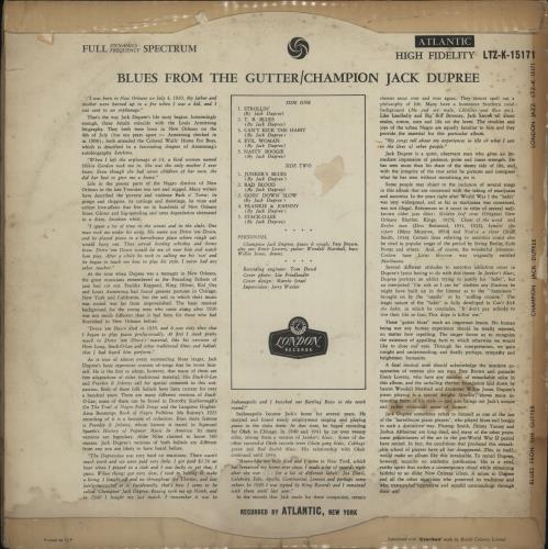 Champion Jack Dupree Blues From The Gutter - 1st - VG vinyl LP album (LP record) UK CJDLPBL678219