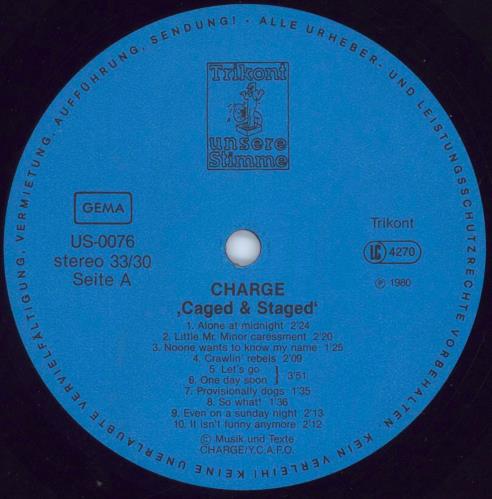 Charge Caged & Staged - Live In Germany vinyl LP album (LP record) German IHDLPCA809728