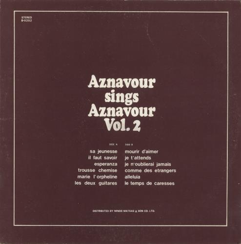 Charles Aznavour Aznavour Sings Aznavour Volume 2 vinyl LP album (LP record) Greek AZNLPAZ743682