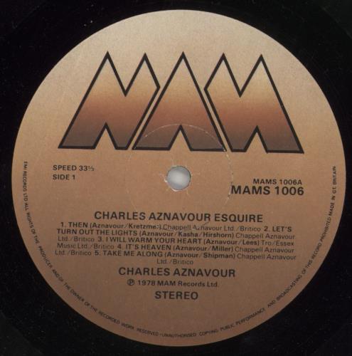 Charles Aznavour Charles Aznavour Esquire vinyl LP album (LP record) UK AZNLPCH783193