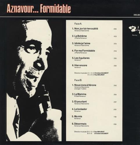 Charles Aznavour Formidable vinyl LP album (LP record) French AZNLPFO240430