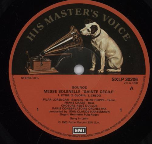 Charles Gounod Saint Cecilia Mass vinyl LP album (LP record) UK GH3LPSA893596