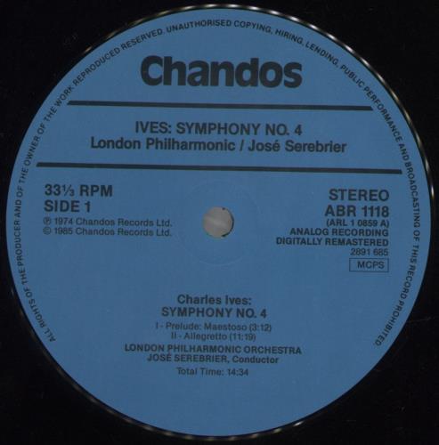 Charles Ives Charles Ives: Symphony No 4. vinyl LP album (LP record) UK CUXLPCH857131